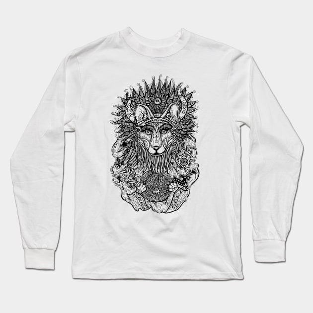 Indian Fox Holding Mayan Calendar, Funny Cute Fox Lover Gift T-Shirt Long Sleeve T-Shirt by g14u